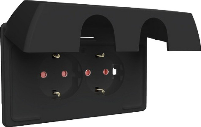 르그랑 아펠라블랙 Simple 방우 가로형 방적형 2구 매입 콘센트, 1개