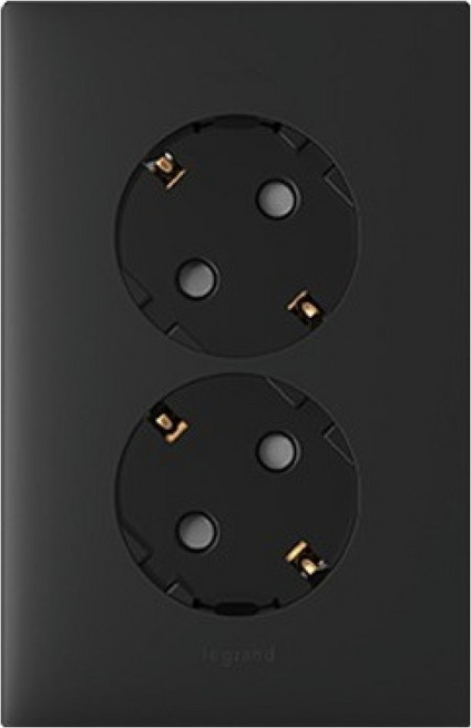 르그랑 아펠라 블랙 Simple 45도 핀타입 2구 매입 콘센트, 1개