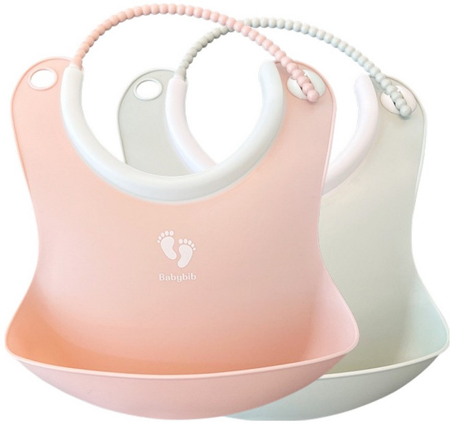 톨스토이 미니 베이비빕 턱받이, 마일드핑크, 마일드그린, 2개입, 1세트