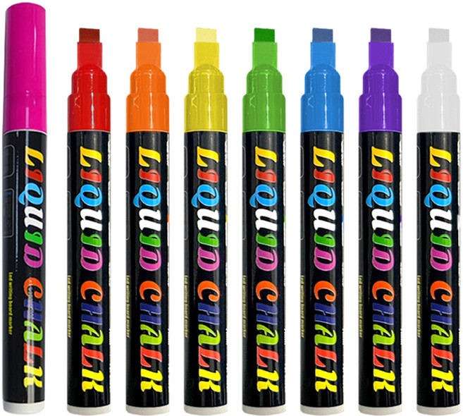 동아피엠에스 블랙보드 사각닙 윈도우 컬러 보드마카펜 세트 7mm 8색 세트, 핑크, 레드, 오렌지, 옐로우, 그린, 블루, 퍼플, 화이트, 1개