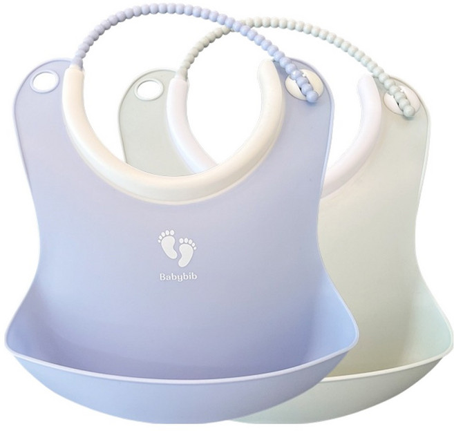 톨스토이 미니 베이비빕 턱받이, 마일드블루, 마일드그린, 2개입, 1세트