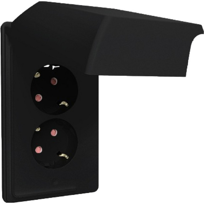 르그랑 아펠라 블랙 Simple 방우 세로형 45도 방적형 2구 매입콘센트, 1개