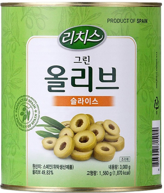 리치스 슬라이스 그린 올리브, 3kg, 1개
