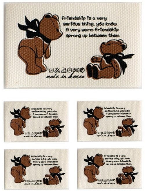 yarna 페브릭 천 라벨, 5개, 리본곰돌이