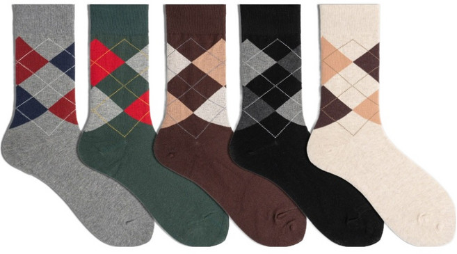 삭스팩토리 여성용 패션 장목 아가일 양말 5켤레 세트