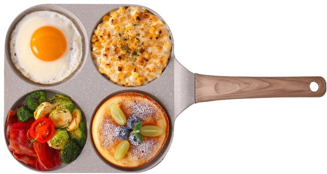 쿠킨 키친플라워 인덕션 겸용 쿠킨 모닝와이드 4구 에그팬, 1개, 22cm