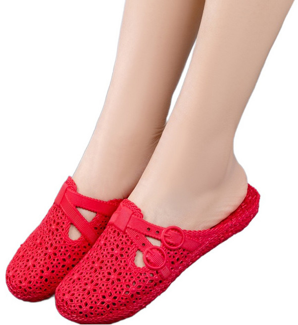 몬드스팟 여성용 젤리 앞코막힘 욕실 홈 슬리퍼 YY57795, 레드, 1개