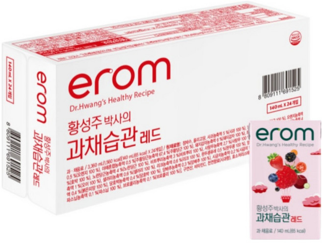 이롬 황성주 박사의 과채습관 레드, 140ml, 24개