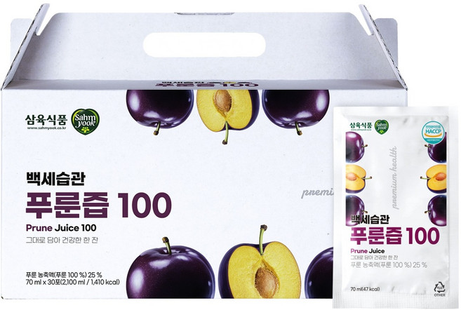 삼육 백세습관 푸룬즙 100, 70ml, 30개