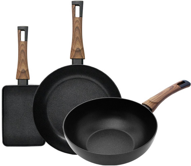 실바트 인덕션 까리노 IH 프라이팬 세트 3개, 블랙, 계란말이팬 18cm +프라이팬 30cm + 궁중팬 30cm, 1세트