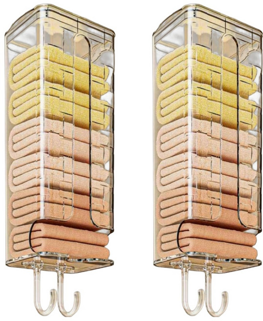 살림이음 수건 보관 고리 홀더 욕실 선반, 투명, 2개