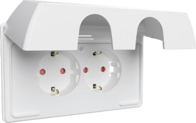 르그랑 아펠라 Simple 방우 2구 가로형 매입 콘센트 화이트, 1개