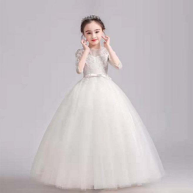 Bebemonstory 女童七分袖長版婚紗禮服