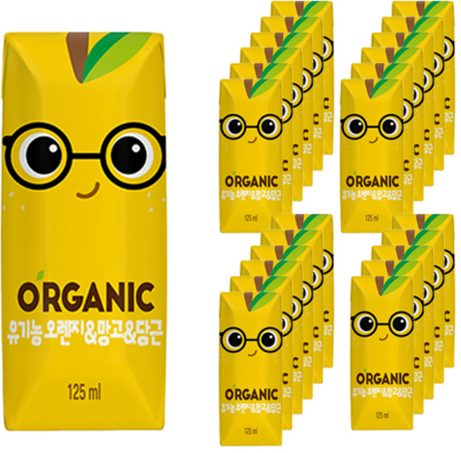 롯데칠성음료 오가닉 오렌지 망고 당근 주스, 125ml, 24개