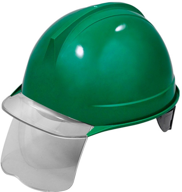 동명 건설현장 공사장 머리보호 ABE 투구형 투명창 보안경 안전모 다크그린, 1개