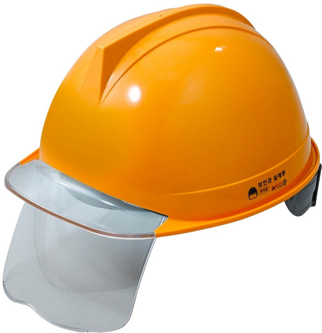 DONGMYUNG 建築工地 施工現場 頭部保護 ABE 頭盔型 透明窗 護目鏡 安全帽 黃色, 1個