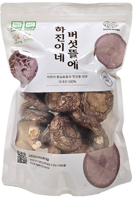 하진이네버섯뜰에 건조 표고버섯 통건조, 1개, 100g