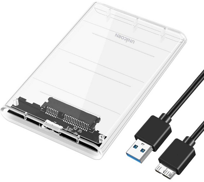 유니콘 A타입 2.5인치 USB3.1 HDD SSD 외장하드케이스, HD-6000G, 6TB