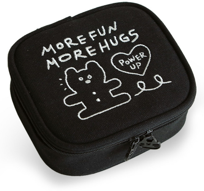 아이코닉 두들 미니 휴대용 멀티 수납 파우치, 02 Black, 1개