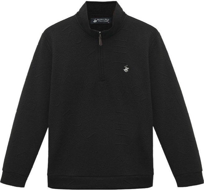 비버리힐스폴로클럽 남성용 로고 패턴 하프 집업 티셔츠