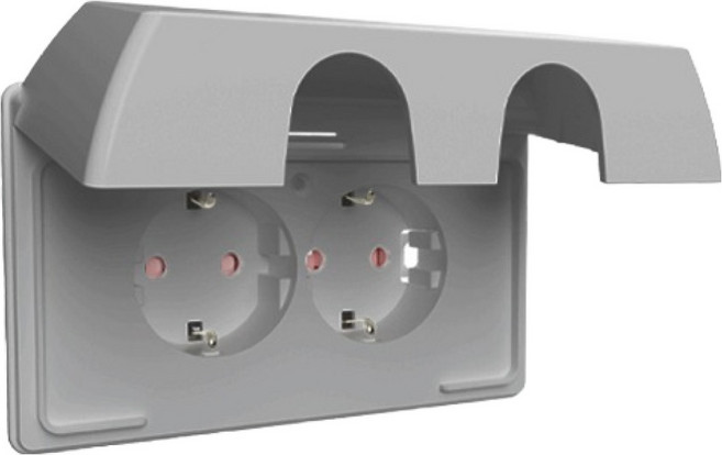 르그랑 아펠라실버 Simple 방우 가로형 방적형 2구 매입 콘센트, 1개