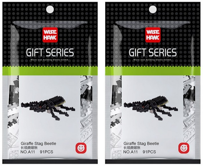 와이즈호크 나노블럭 사슴벌레 A11wh, 혼합색상, 2개