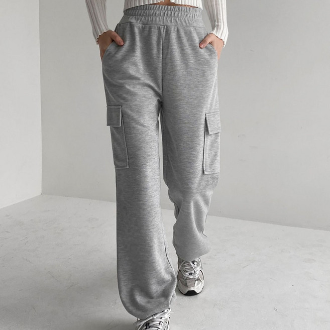 플랜데이 여성용 와이드 허리밴딩 카고 트레이닝 팬츠 숏