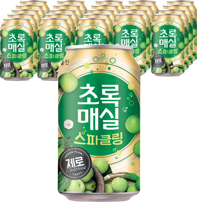 초록매실 스파클링 제로 캔, 350ml, 24개