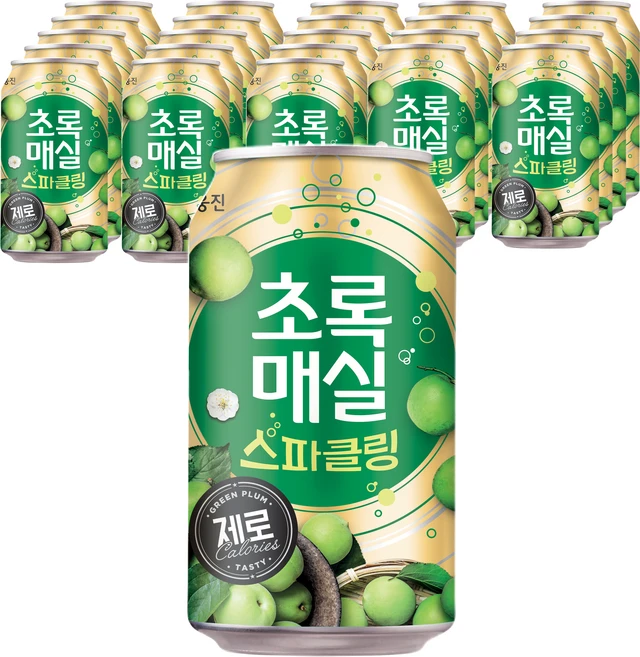 초록매실 스파클링 제로 캔, 350ml, 24개 - 쿠팡