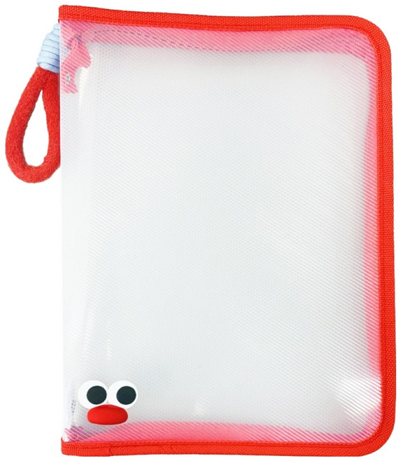 동아피엠에스 A4파일 투명 지퍼형 보관함 + 스티커데코 세트, 레드, 1세트