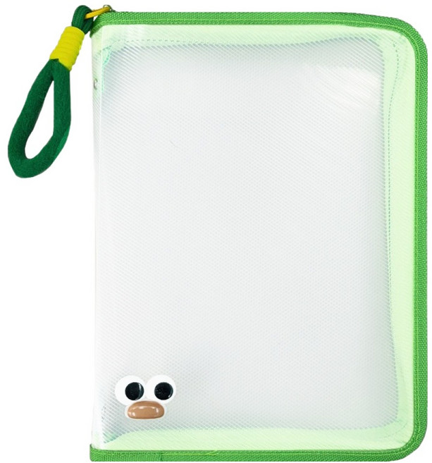 동아피엠에스 A4파일 투명 지퍼형 보관함 + 스티커데코 세트, 그린, 1세트