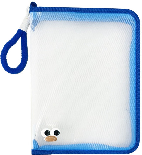 동아피엠에스 A4파일 투명 지퍼형 보관함 + 스티커데코 세트, 블루, 1세트