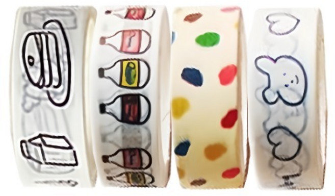 OON 다꾸 귀여운 캐릭터 마스킹 테이프 3m 4종 세트, 혼합색상, 1세트