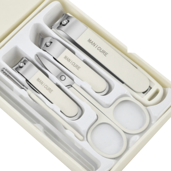 살림쏙 휴대용 발톱 손톱깍이 6종 세트, 1세트, 아이보리