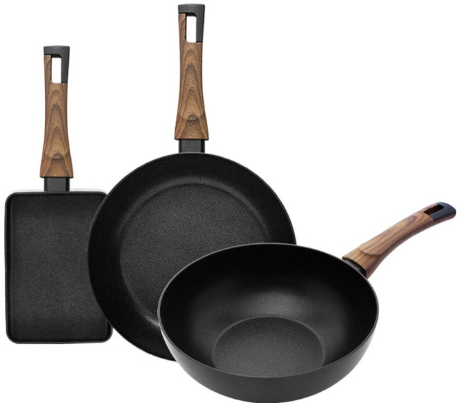 실바트 인덕션 까리노 IH 프라이팬 세트 3개, 블랙, 계란말이팬 18cm + 프라이팬 26cm + 궁중팬 26cm, 1세트