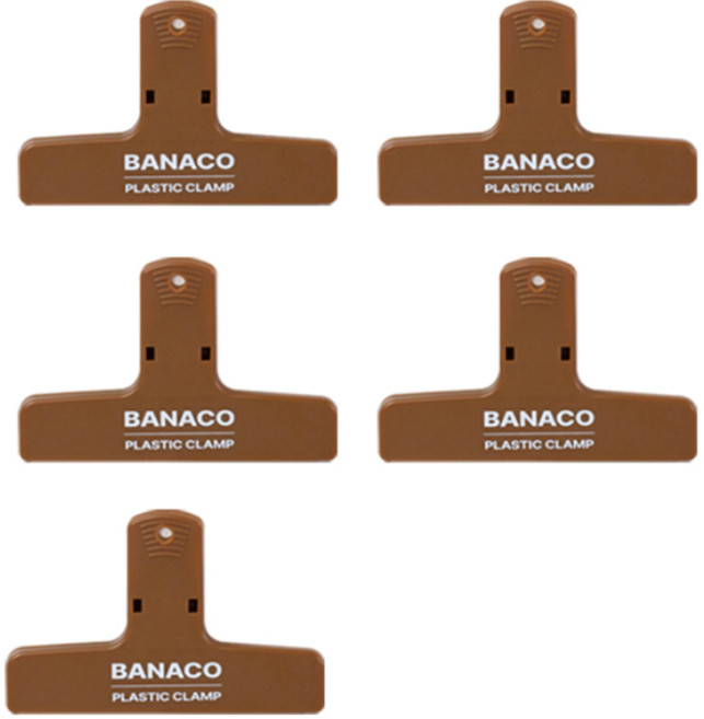 바나코 펜시 플라스틱 클램프, 브라운, 5개