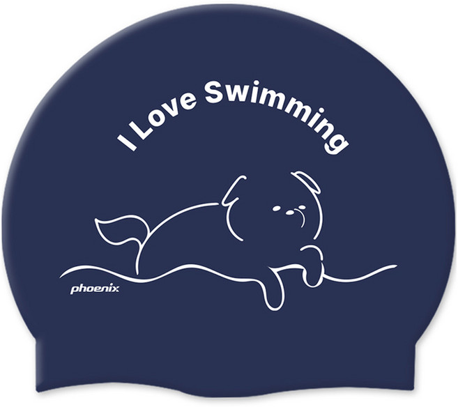 피닉스 디자인 실리콘 수영모 PCS-03, 아이러브스위밍네이비, 1개