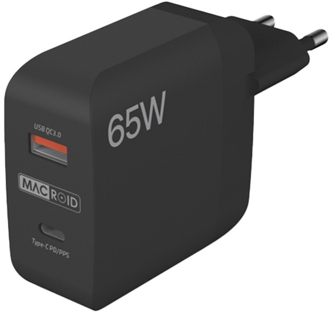 MACROID 65W PPS 超高速多功能充電器 V-6500, 黑色, 1個