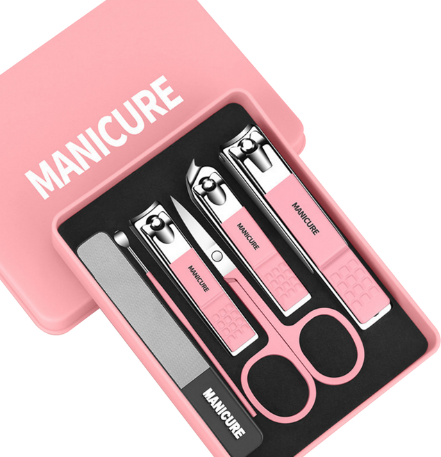 살림쏙 휴대용 발톱 손톱깍이 6종 세트, 1세트, 핑크