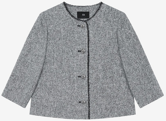 SI FASHION (SI) 女款流蘇裝飾粗花呢夾克 SKJAD2142