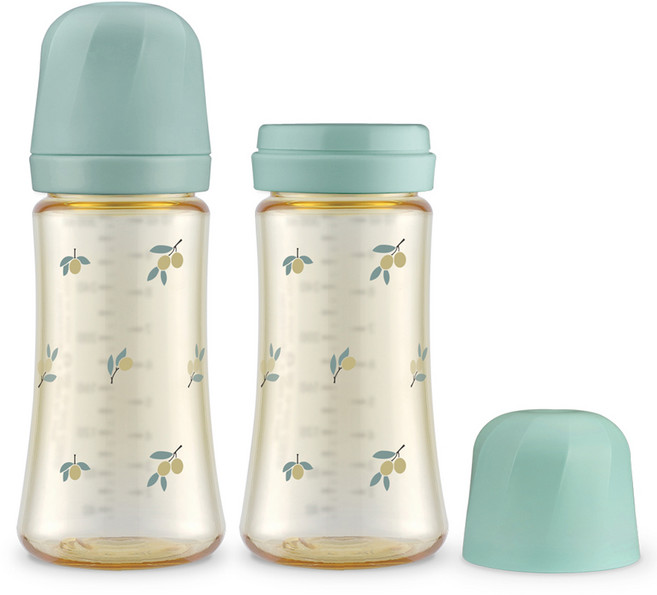 GROSMIMI 嬰幼兒用 PPSU 橄欖奶瓶雙入組, 開心果, 300ml, 1組