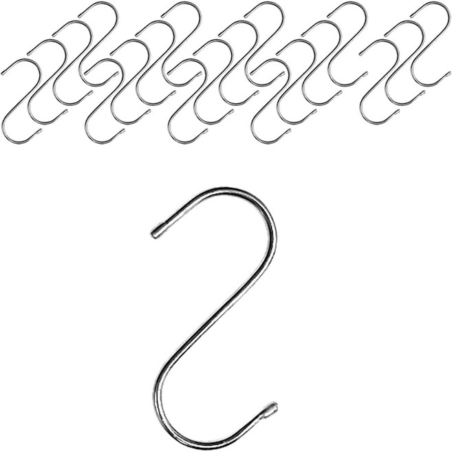 모나코올리브 스테인레스 다용도 S고리 후크, 실버, 20개