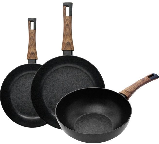 실바트 인덕션 까리노 IH 프라이팬 3종 세트 3개, 블랙, 프라이팬 24cm + 프라이팬 30cm + 궁중팬 30cm, 1세트