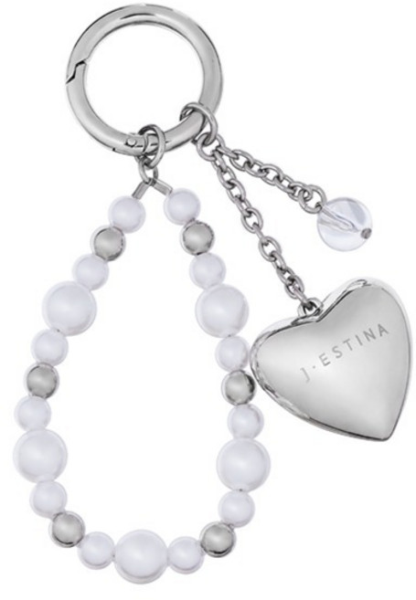 J.ESTINA 女性 J.LETTER 愛心珍珠鑰匙圈 JEACEA5BS975SI360 + 購物袋