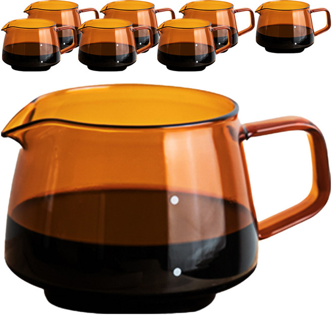 칼딘 세도나 내열유리 커피 저그, 엠버, 340ml, 8개