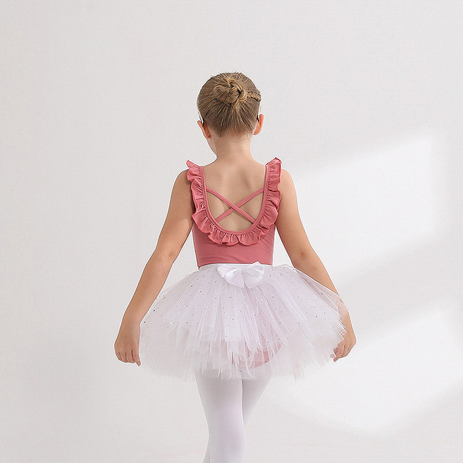 베베니즈 여아용 반짝 스팽글 리본포인트 발레스커트