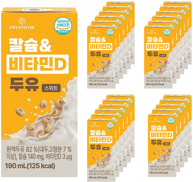 파이토메이드 칼슘 비타민D 두유 스위트, 24개, 190ml