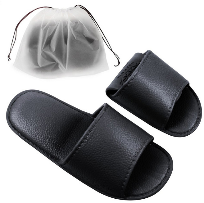 하늬통상 EVA 경량 여행용 실내슬리퍼, 블랙, 1개