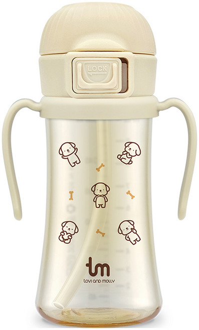 토비앤몰리 유아용 PPSU 원터치락 빨대컵, 280ml, 1개, 토비바닐라