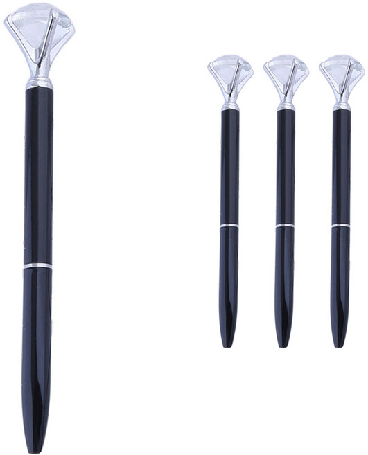 미소로운 글씨 잘써지는 선물 볼펜, 보석실버블랙, 4개